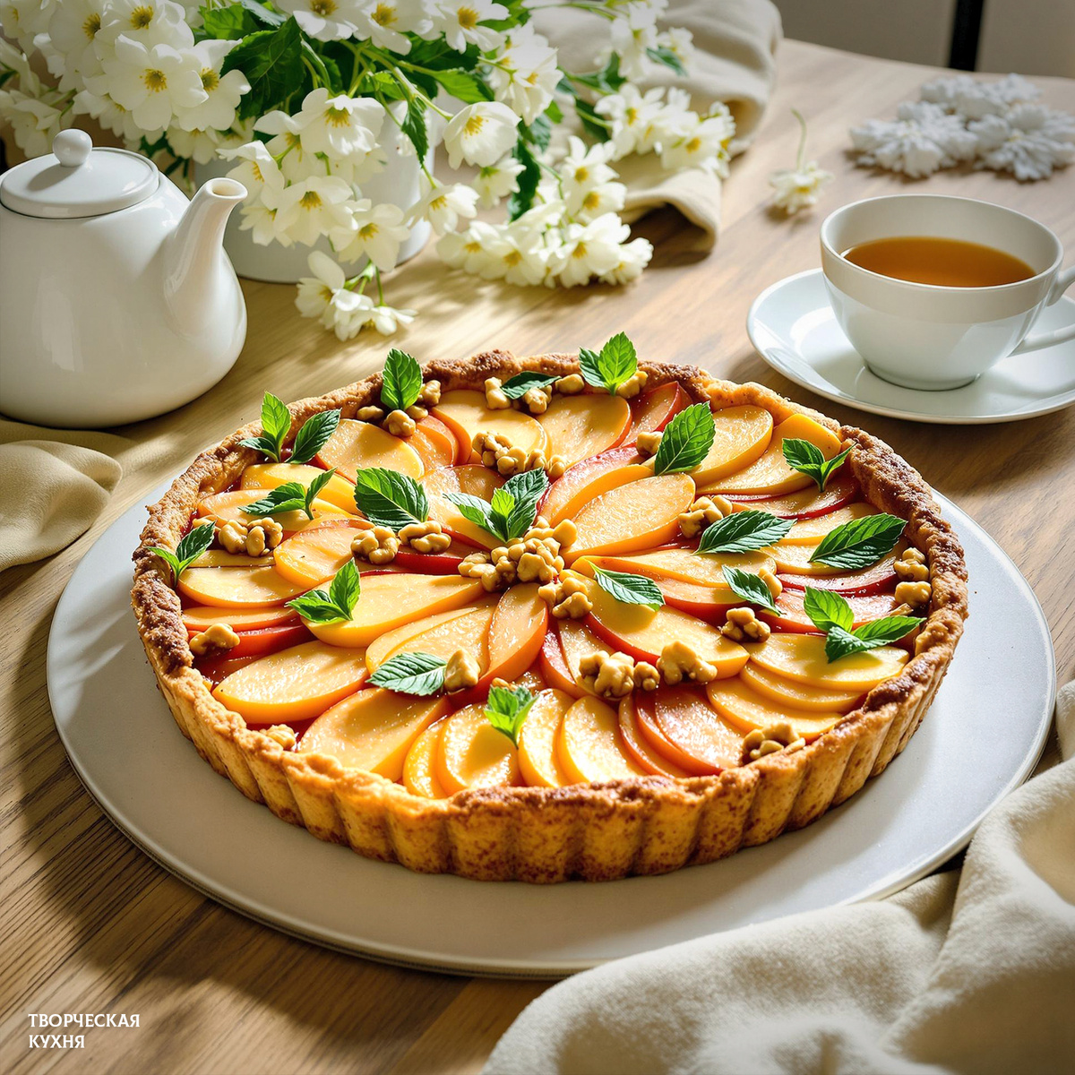 Необычный тарт с грушей и сыром для сладкоежек