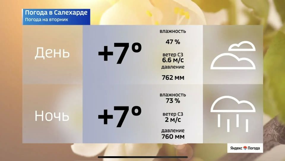 Резкое похолодание до +3°C ожидается на Ямале 19 мая Резкое похолодание до +3°C ожидается на Ямале 19 мая