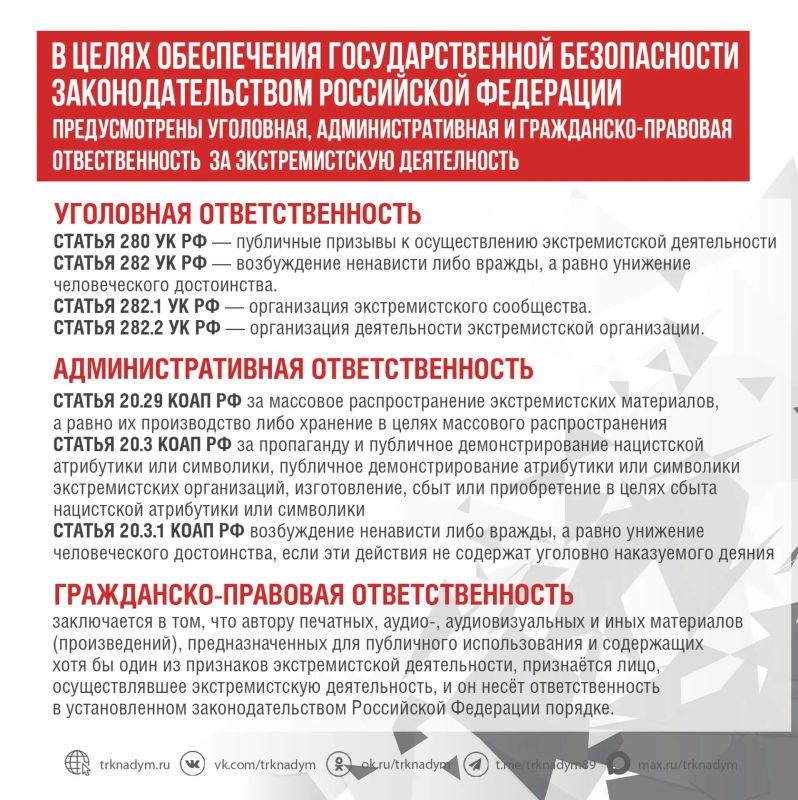 Скажем экстремизму - НЕТ!. Экстремизм может привести к напряжённости в обществе, межнациональным конфликтам, нарушению прав и свобод человека, террористическим действиям, а экстремистские организации призывают к террору... Скажем экстремизму - НЕТ!. Экстремизм может привести к напряжённости в обществе, межнациональным конфликтам, нарушению прав и свобод человека, террористическим действиям, а экстремистские организации призывают к террору...