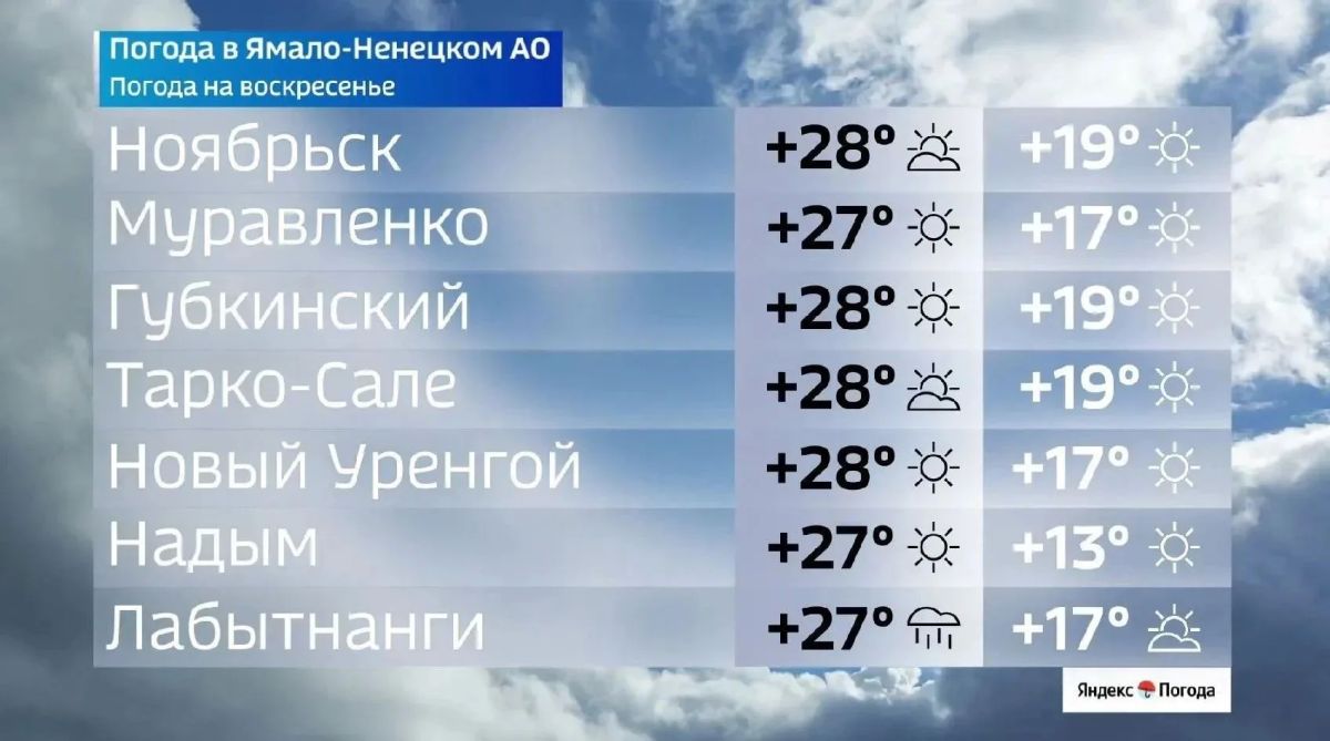 Настоящий зной. В воскресенье, 26 июля, на Ямале ожидается по-настоящему летняя погода Настоящий зной. В воскресенье, 26 июля, на Ямале ожидается по-настоящему летняя погода