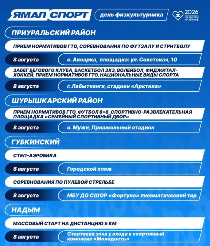 Департамент по физической культуре и спорту Ямало-Ненецкого автономного округа поздравляет ямальцев с Днём физкультурника! Департамент по физической культуре и спорту Ямало-Ненецкого автономного округа поздравляет ямальцев с Днём физкультурника!